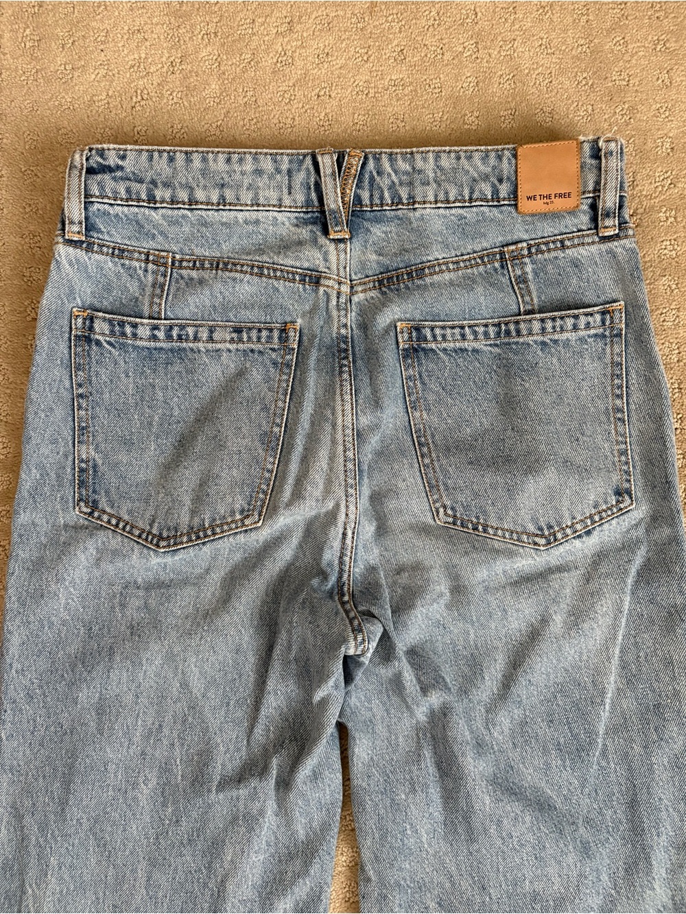 Free People We the Free 100% Cotton Jeans Wide Straight Leg Size 27 Medium Wash - Picture 7 of 11